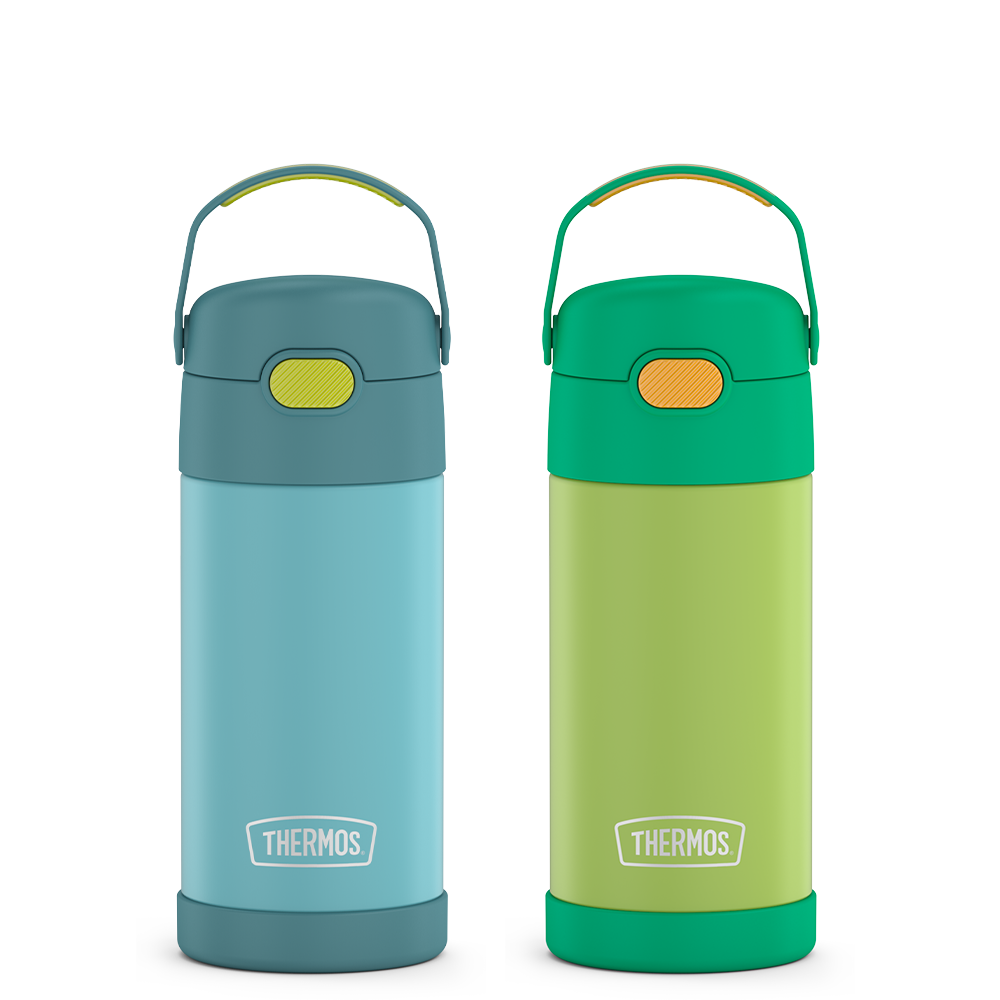 12oz FUNtainer Water Bottles Blue/Green & Lime/Orange Bundle
