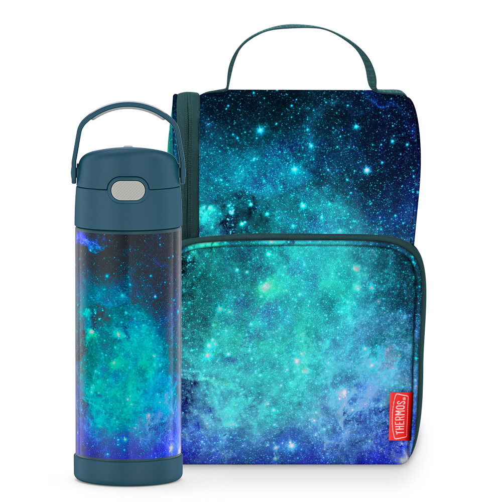 16oz FUNtainer Water Bottle & Lunch Box Bundle - Galaxy Teal
