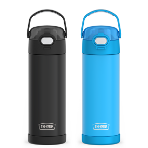 16oz FUNtainer Water Bottles with Locking Lids Black & Blue Bundle