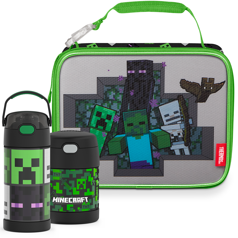 Minecraft Bundle - Soft Lunch Box. 12oz FUNtainer? Bottle & 10oz FUNtainer? Food Jar