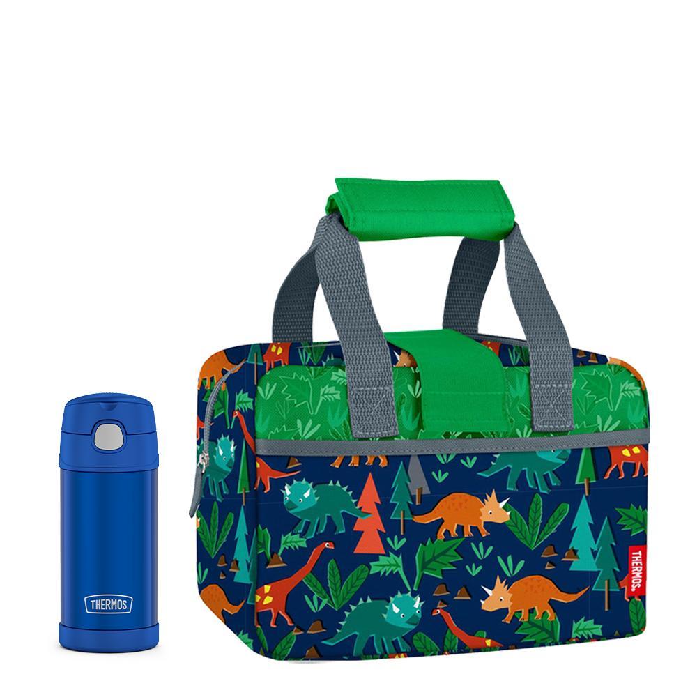 LUNCH DUFFLE WITH 12oz FUNTAINER? SOLID BOTTLE WOODLAND DINO