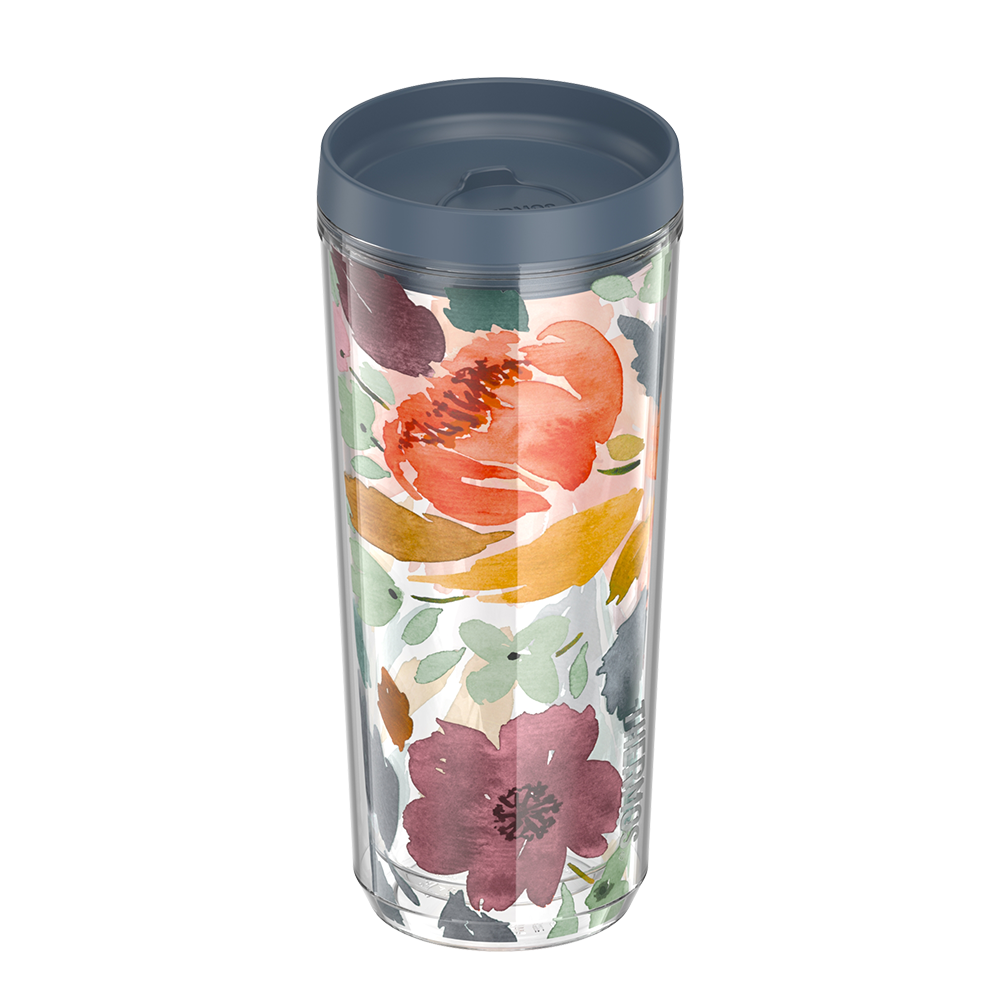 24oz DOUBLE WALL TUMBLER WATERCOLOR FLORAL - Image 3