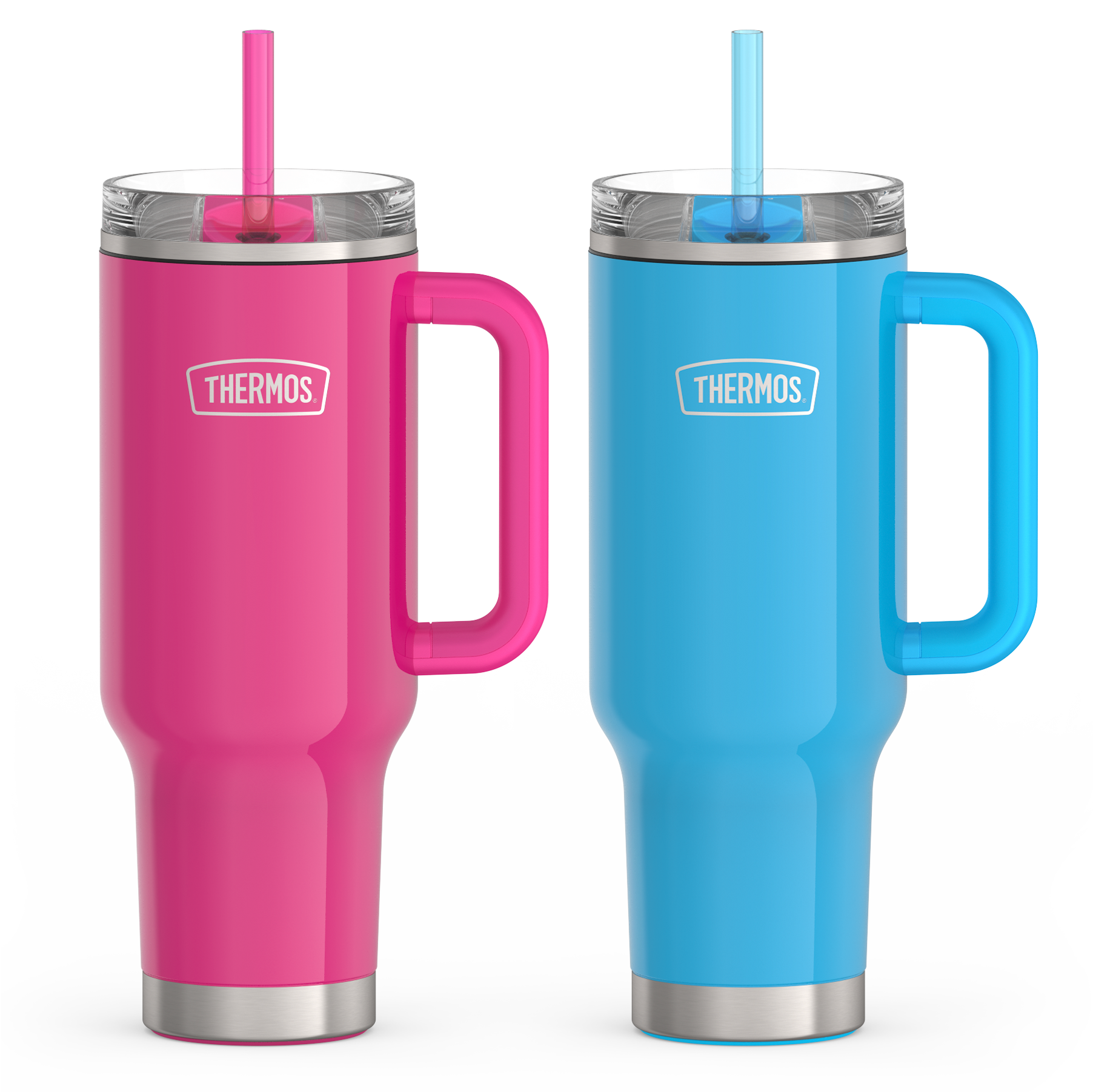 40oz Glossy Cup Holder Mug Bundle - Hot Pink & Bright Blue