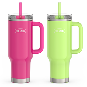 40oz Glossy Cup Holder Mug Bundle - Hot Pink & Lime